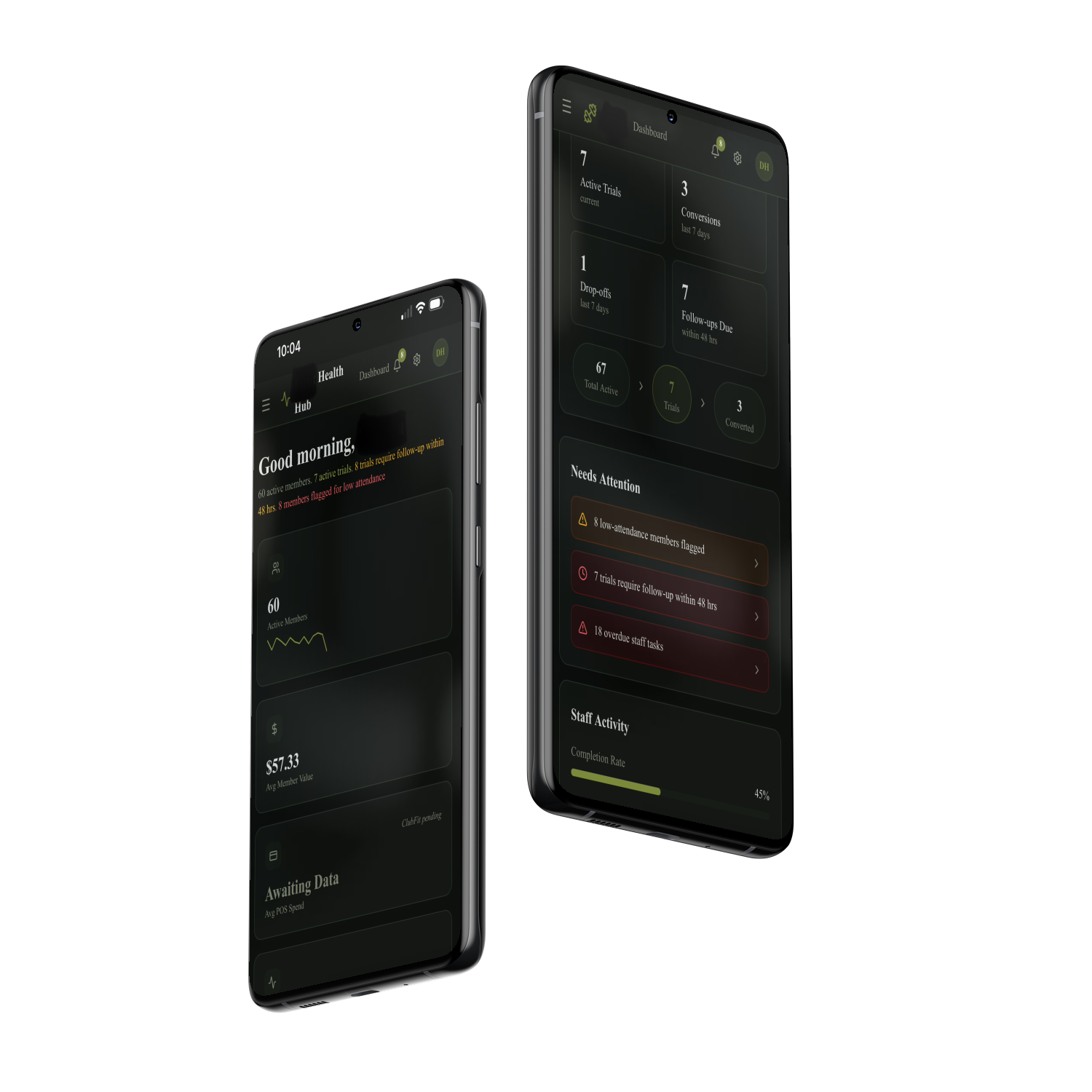 Operations Platform interface built for Health Hub gym